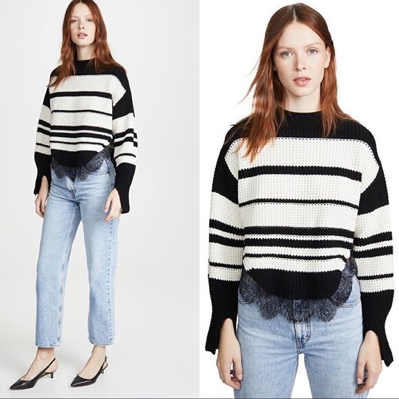 Self-Portrait Monochrome Striped Jumper - Picture 6 of 10